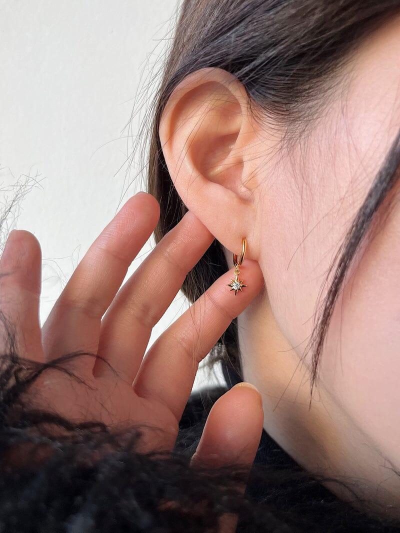[925 Silver]スパークル スター ドロップ リングピアス Earrings younglong-seoul 