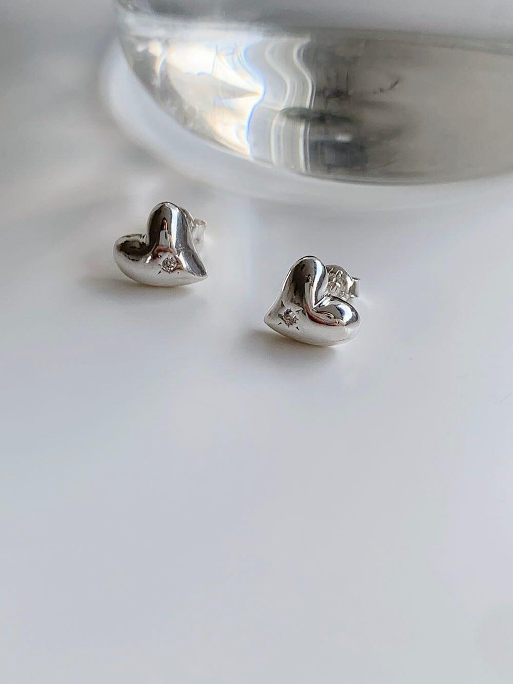 [925 Silver]スパークルハートピアス Earrings The Klang 