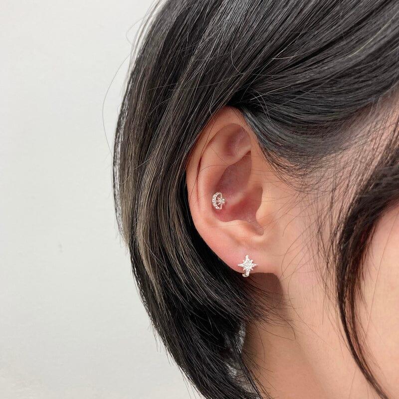 [925 Silver]スパークルスターワンタッチリングピアス Earrings younglong-seoul 