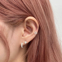 [925 Silver]スパークルスターワンタッチリングピアス Earrings younglong-seoul 