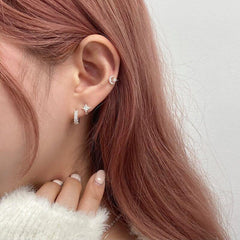 [925 Silver]スパークルスターワンタッチリングピアス Earrings younglong-seoul 