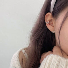[925 Silver]テクスチャ ライン ハート ピアス Earrings younglong-seoul 