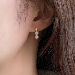 [925 Silver]ツインスワロフスキー真珠ピアス Earrings 10000won 
