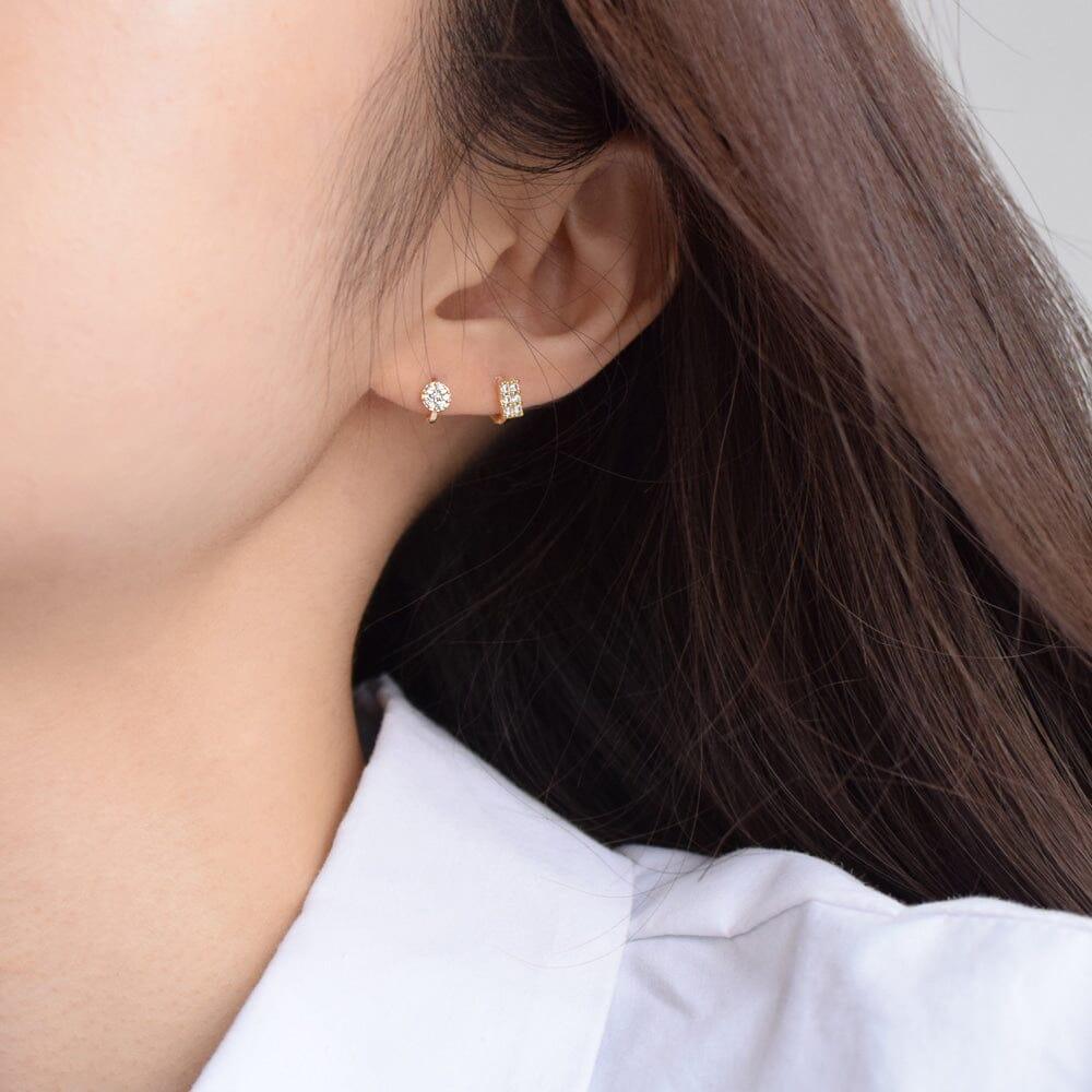 [925 Silver]ワンキュービックリングピアス Earrings 10000won 