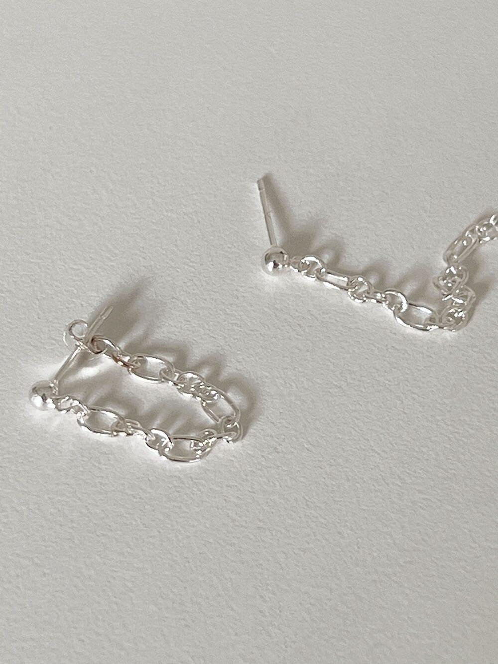 [925 Silver]ユニークチェーンドロップピアス Earrings The Klang 