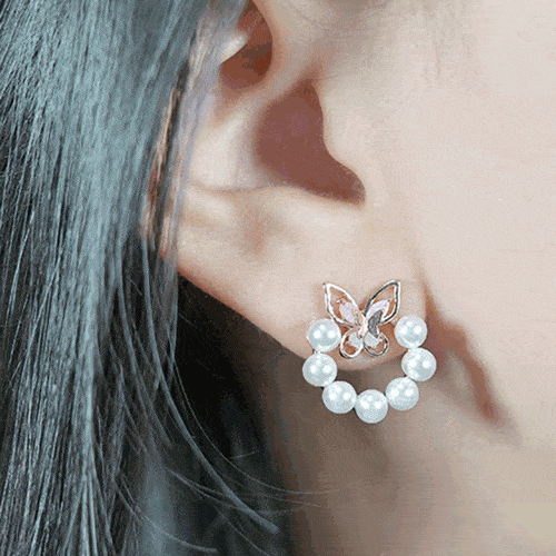 [925 Silver]真珠蝶ピアス Earrings SET ME UP♡ 
