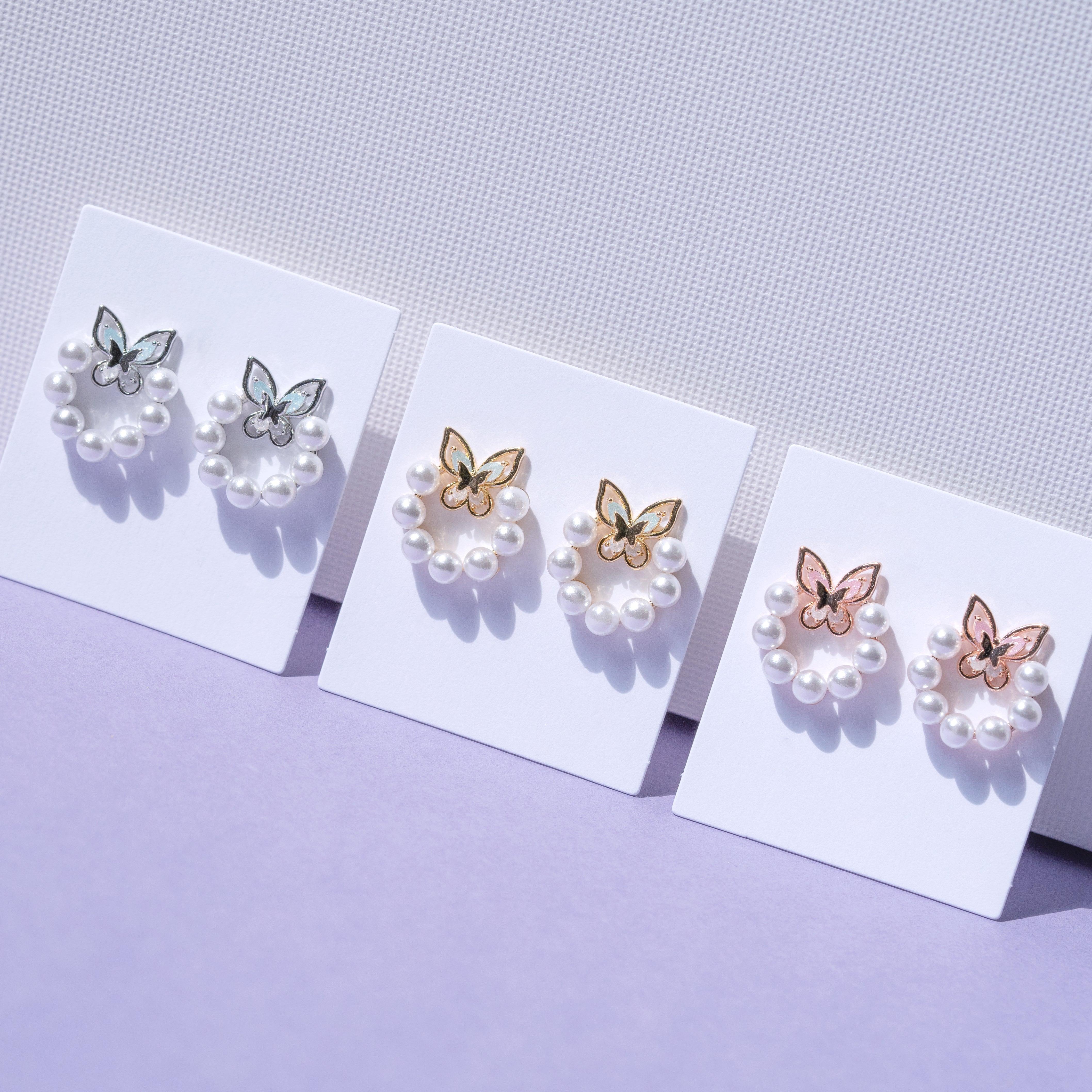 [925 Silver]真珠蝶ピアス Earrings SET ME UP♡ 