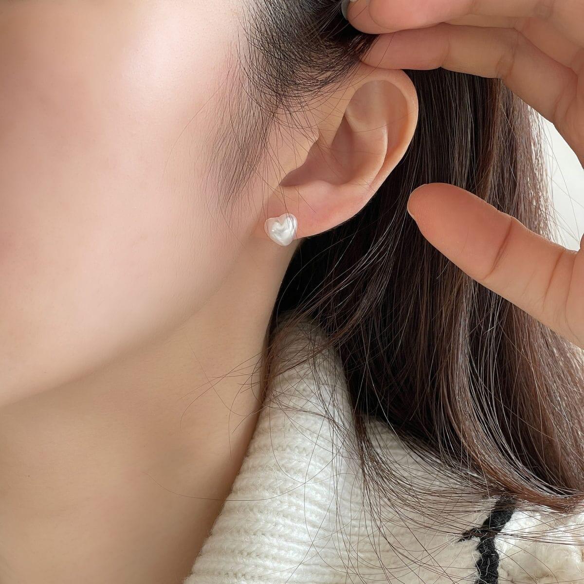 [925 Silver]真珠ハートピアス Earrings 10000won 