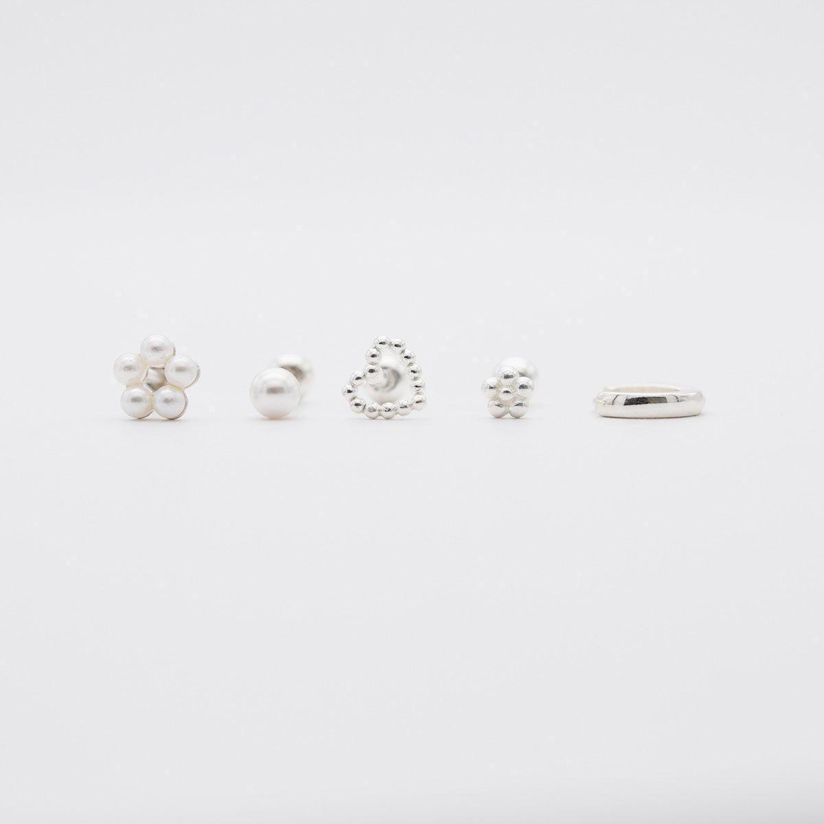 即納】[925 Silver]真珠の花ピアス[5セット] – 4MiLi (フォーミリ)