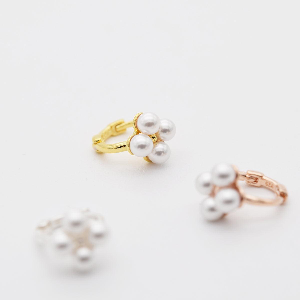 [925 Silver]真珠の花リングピアス Earrings 10000won 