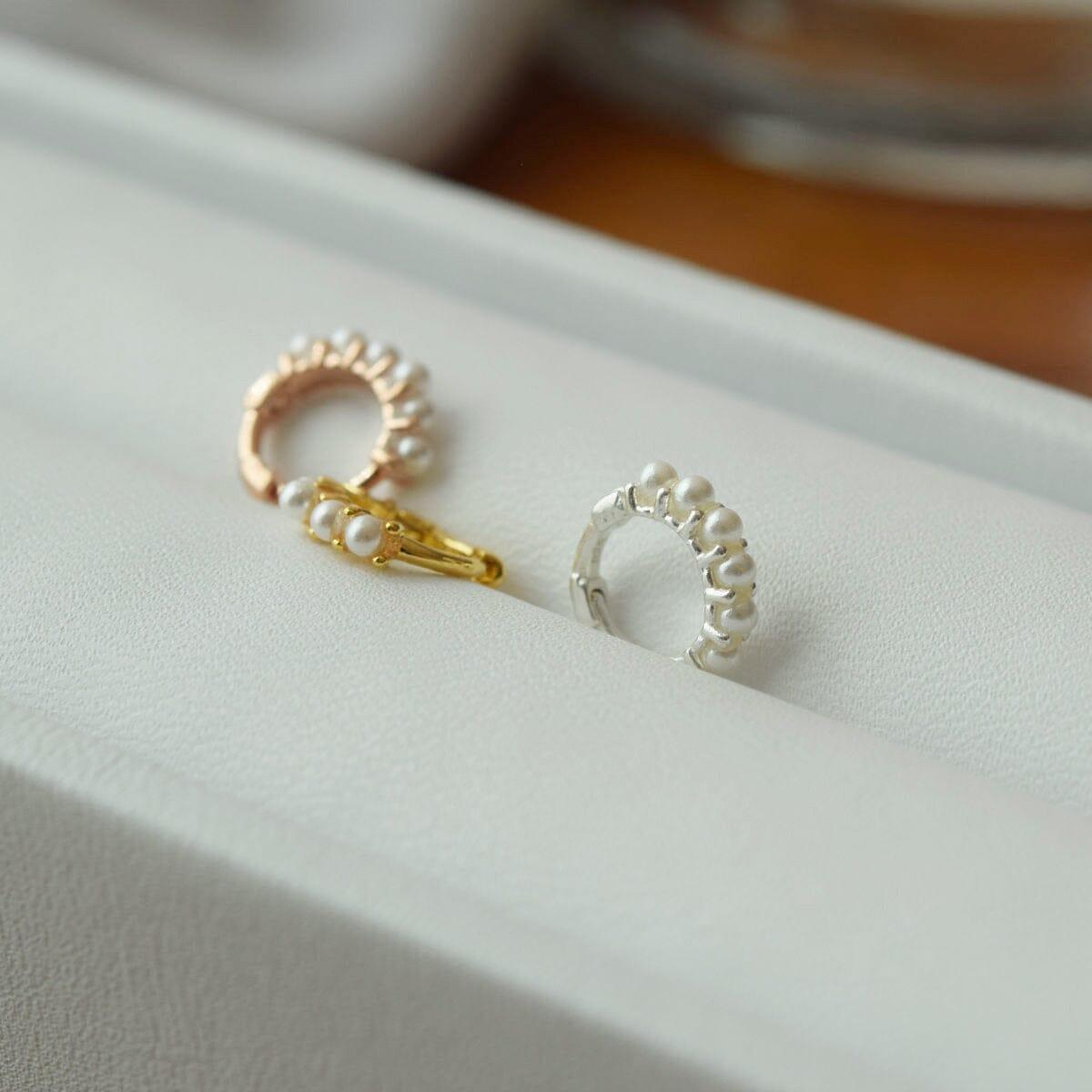 [925 Silver]真珠ラインリングピアス Earrings 10000won 