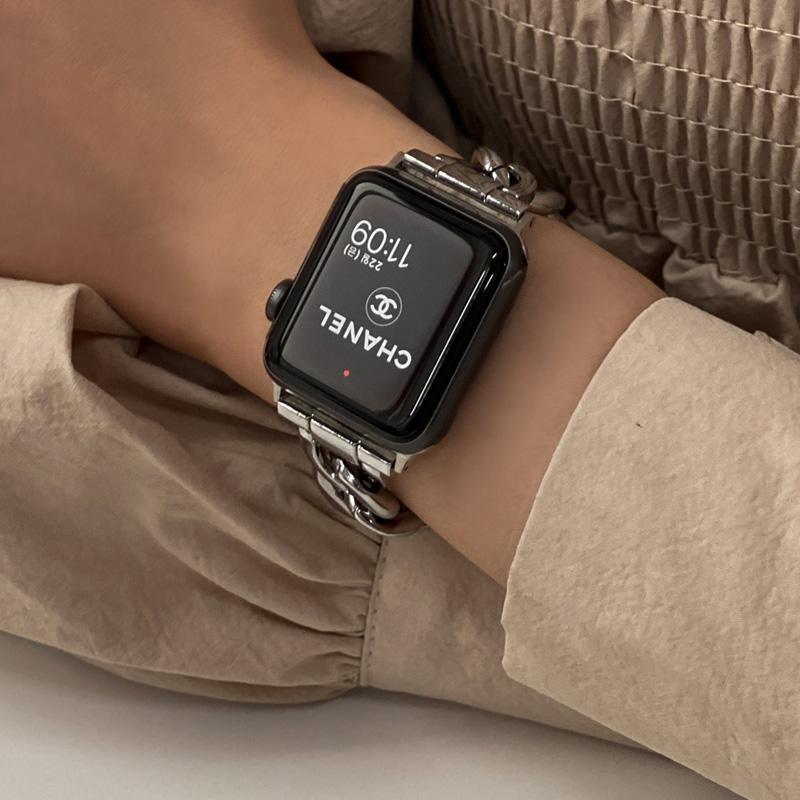 Apple watch チェーンメタルシルバーバックル ストラップ watch VIEWLAP 