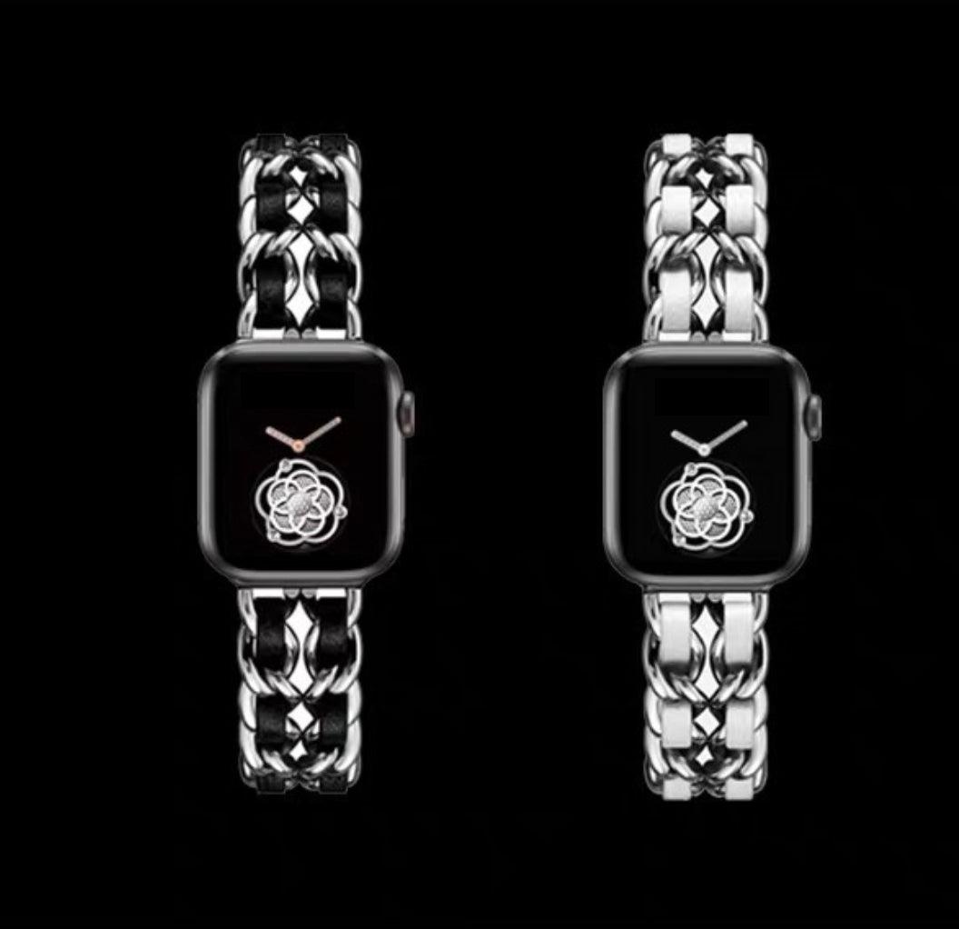 【バンド単品】チェーン& PUレザー アップルウォッチバンド(白革) apple watch バンド givgiv 