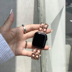 【バンド単品】チェーン& PUレザー アップルウォッチバンド(ピンク革) apple watch バンド givgiv 38mm/40mm ピンクゴールド（ピンク革） 