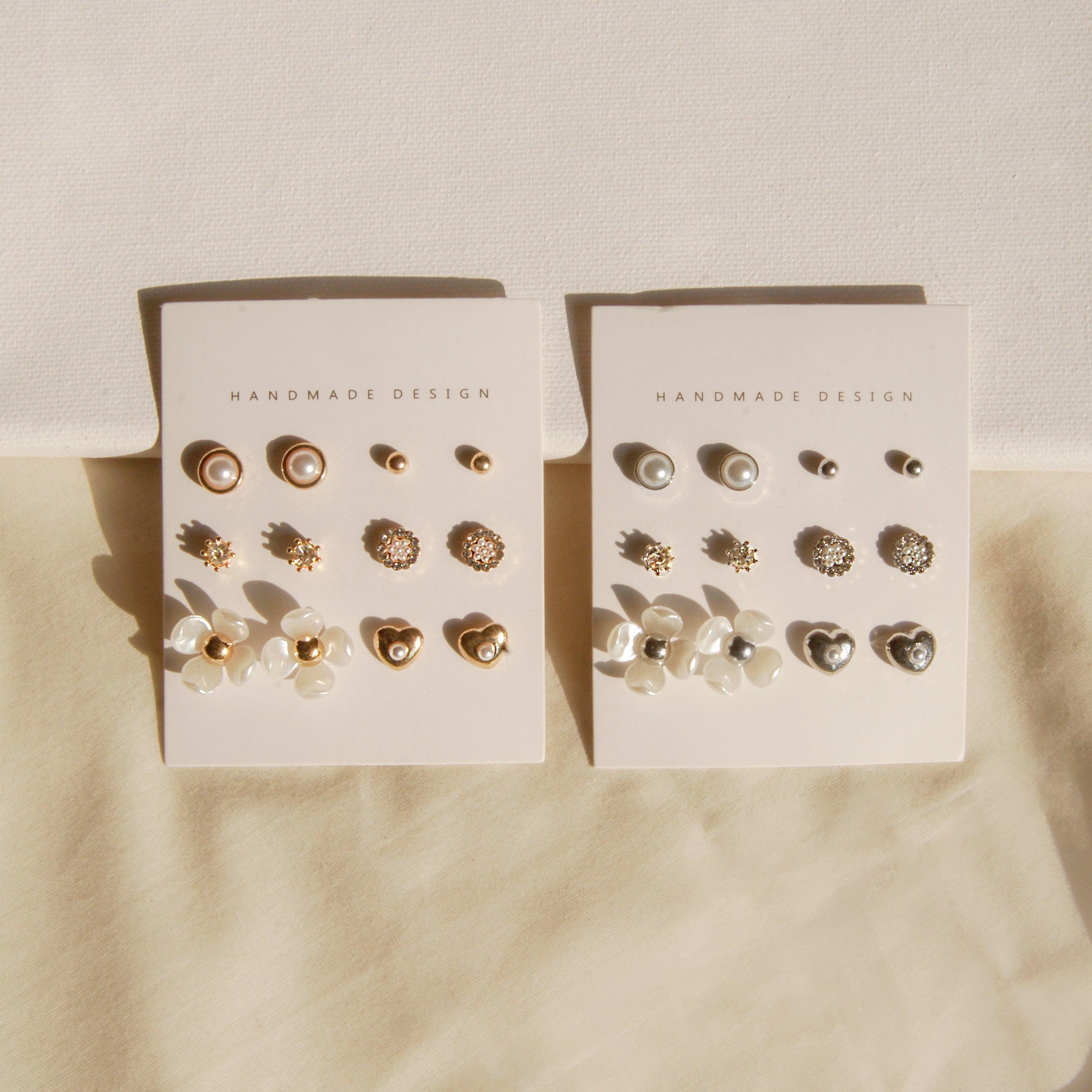 Basic Flower Pearl Earring [12個セット] Earrings SET ME UP♡ 
