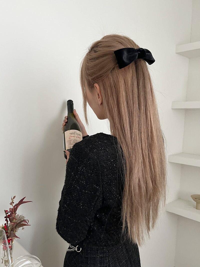 ベルベット ブラック リボン バレッタ(3type) Hair younglong-seoul 