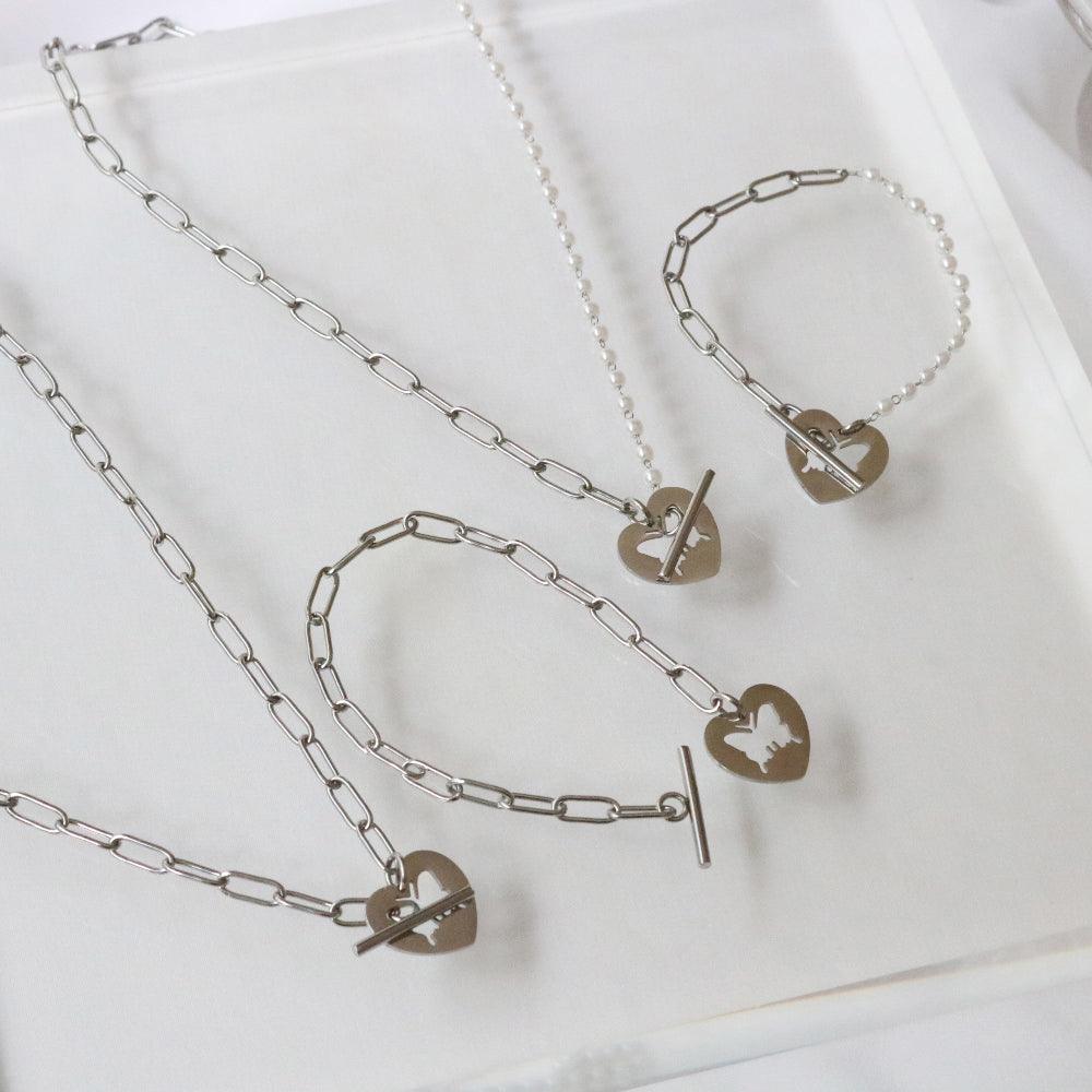 [bling moon made]蝶クラッチチェーンネックレス&ブレスレット necklace bling moon 