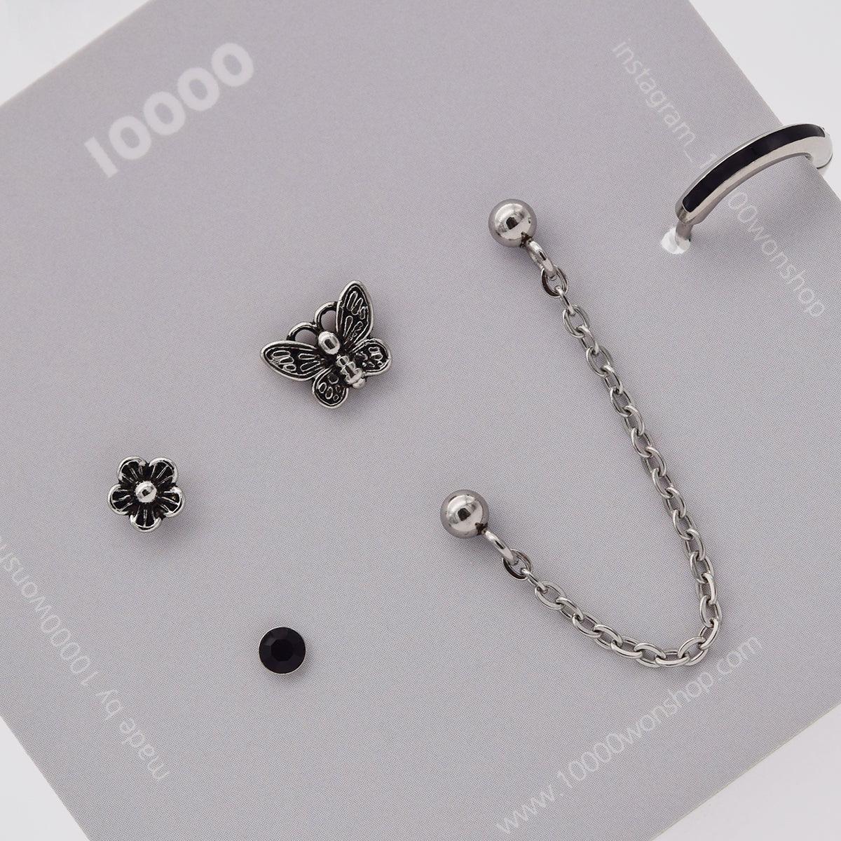 ブラック蝶花ピアッシング[5セット] Piercing 10000won 