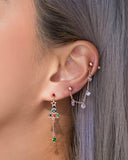 CRYSTAL BEADS DROP TWO-PIN BARBELL Piercing pink-rocket 