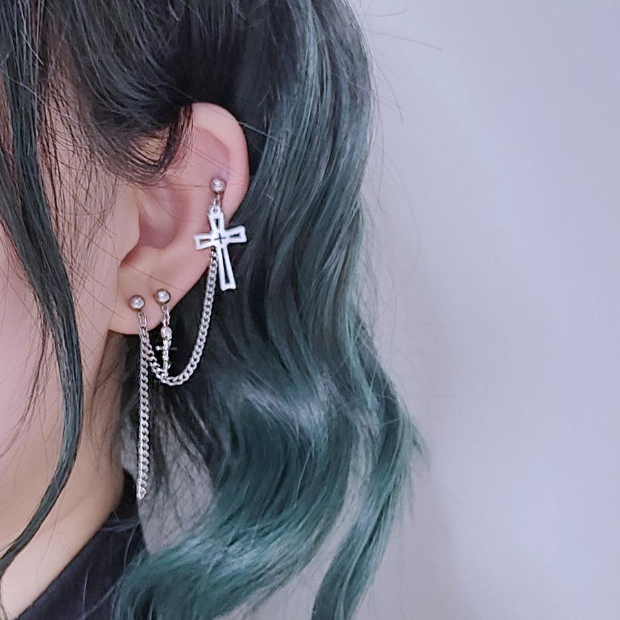 エリス骸骨クロスショートドロップピアッシング Piercing from lizzy 