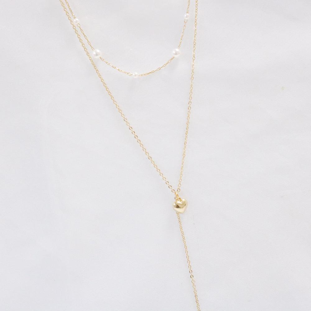 ハートチェーンレイヤードネックレス necklace bling moon 