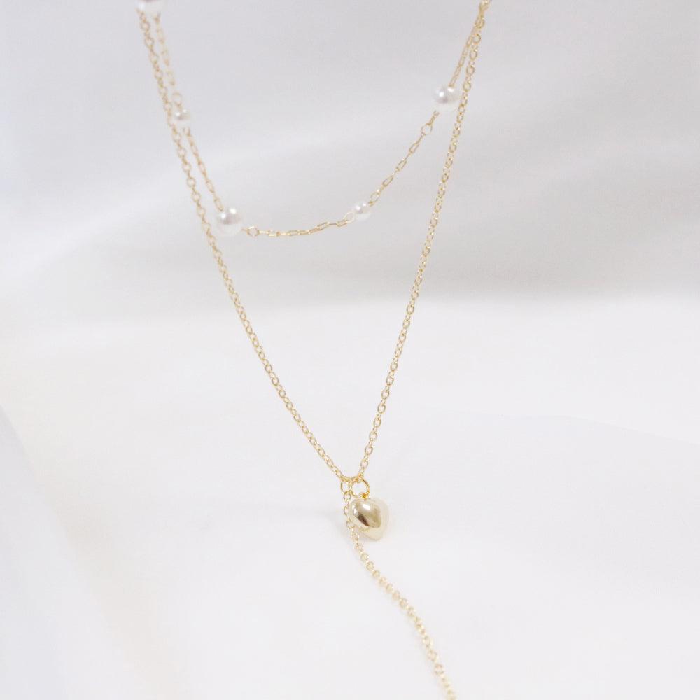 ハートチェーンレイヤードネックレス necklace bling moon 