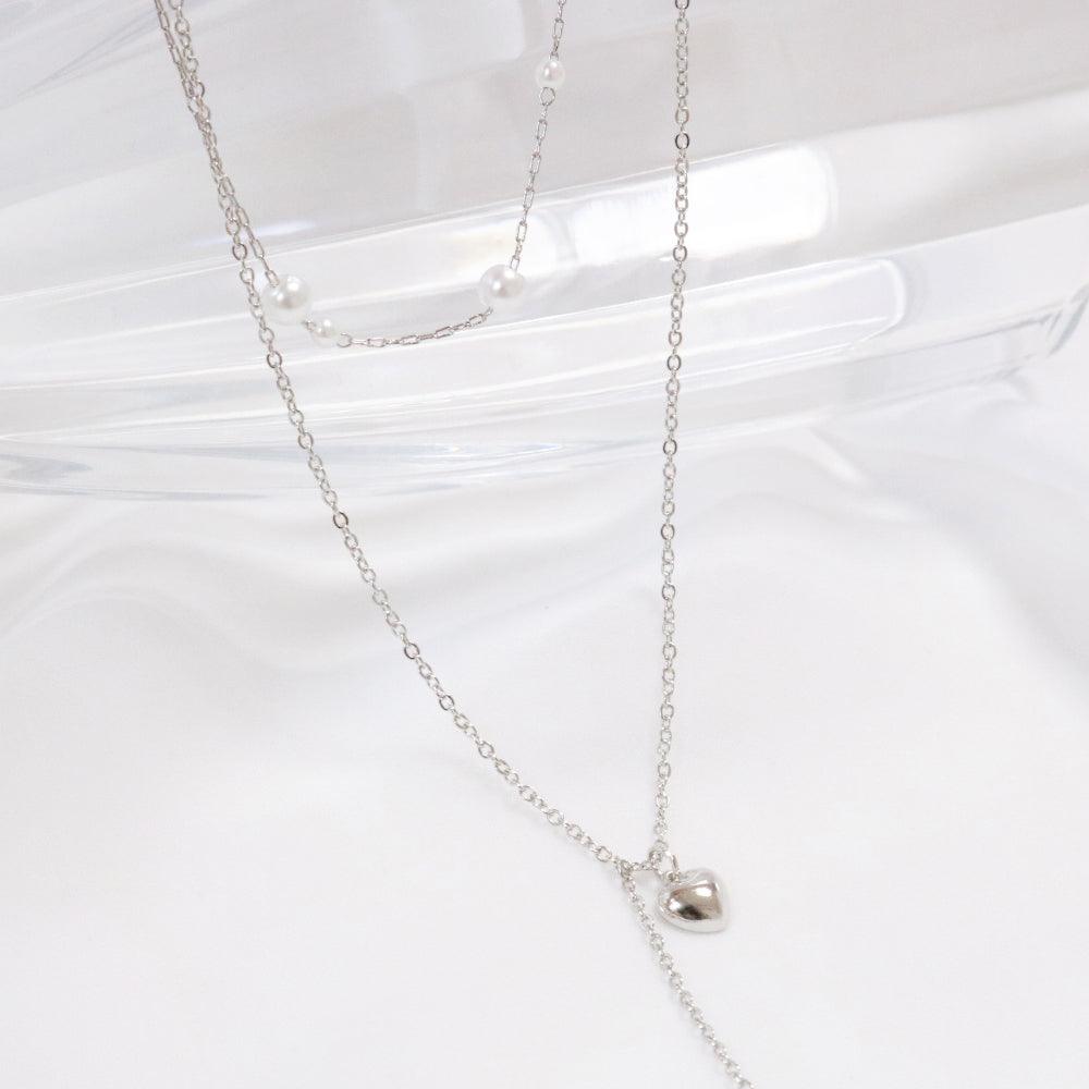 ハートチェーンレイヤードネックレス necklace bling moon 