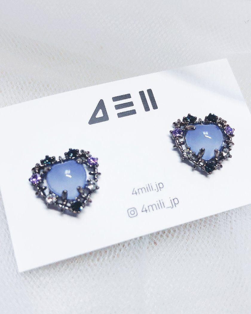 Glitter heart earrings all 4 colors – 4MiLi (フォーミリ)