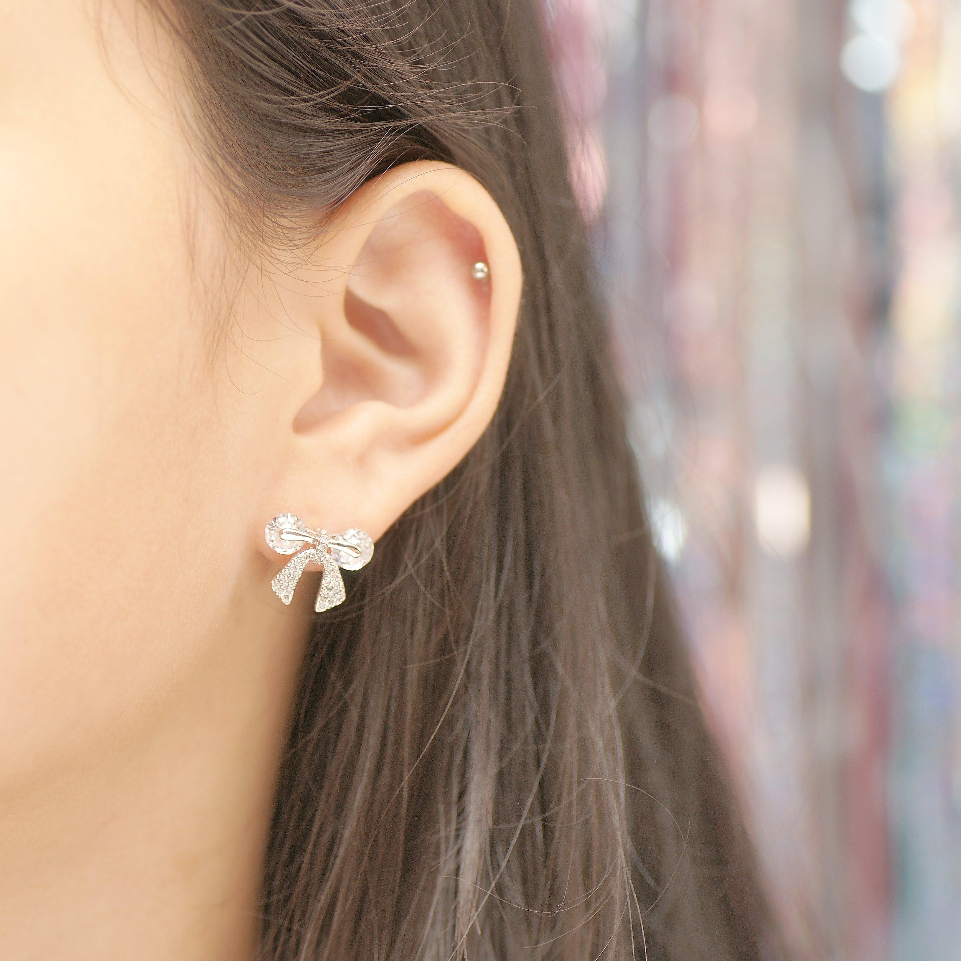 キラキラリボンピアス Earrings Lime G 