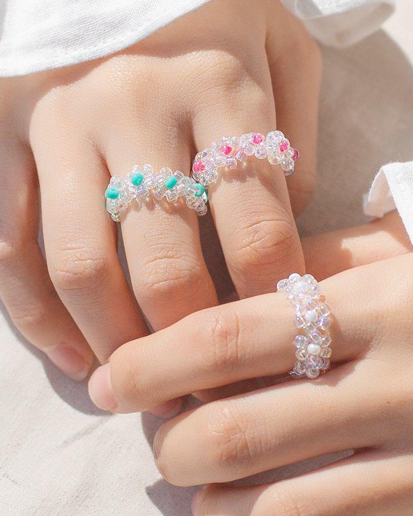 ♡ピンクダイヤモンドハートのお花リング
