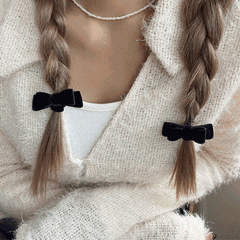 ミニ ベルベット リボン ヘアゴム&ヘアピン(10color/2type) Hair younglong-seoul 