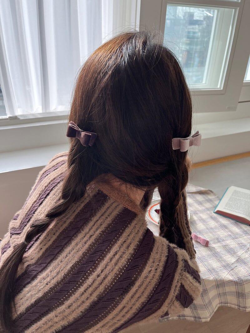 ミニ ベルベット リボン ヘアゴム&ヘアピン(10color/2type) Hair younglong-seoul 