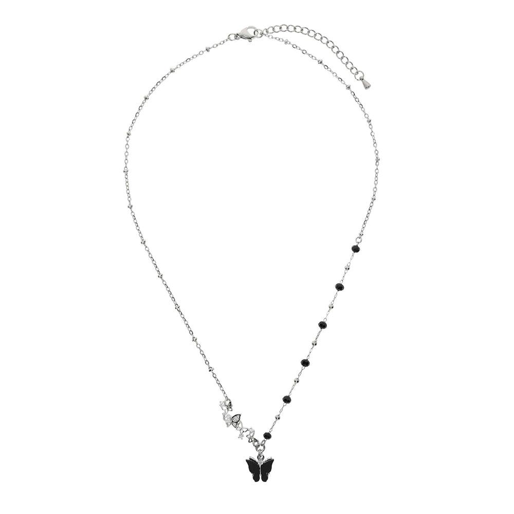 ミニブラック蝶ビーズネックレス necklace STEEL EDITION 