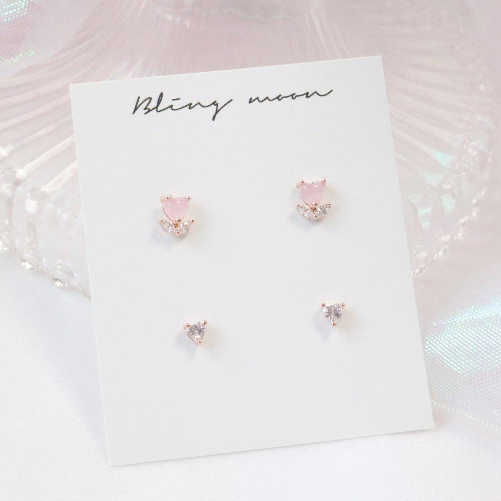 Pink flowery ピアス SET Earrings bling moon 