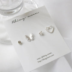 ピュア蝶々ハートピアス(4 set) Earrings bling moon 