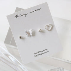 ピュア蝶々ハートピアス(4 set) Earrings bling moon 