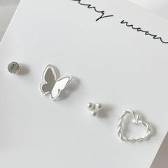 ピュア蝶々ハートピアス(4 set) Earrings bling moon 