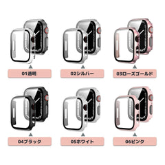 【前面ガラスあり】applewatch7専用_ カラーハードケース apple watch バンド givgiv 01透明 (1個) 41mm (Applewatch 7) 