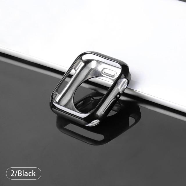 【前面ガラス無し】Apple Watch 本体保護用 ハーフカバー TPU素材（単品） apple watch バンド givgiv Black For 38MM 