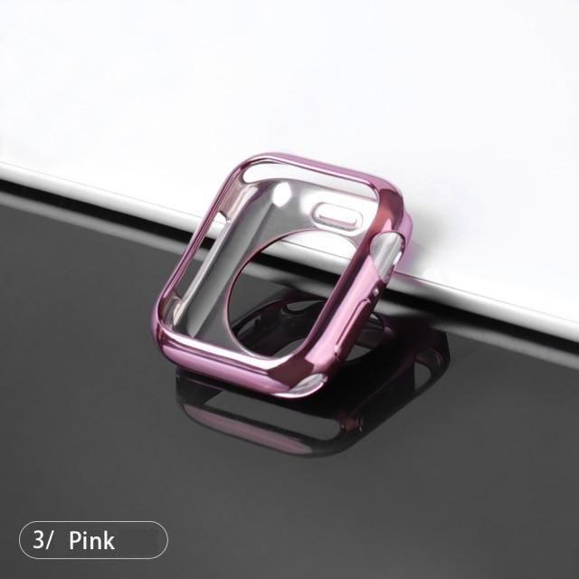 【前面ガラス無し】Apple Watch 本体保護用 ハーフカバー TPU素材（単品） apple watch バンド givgiv Pink For 38MM 