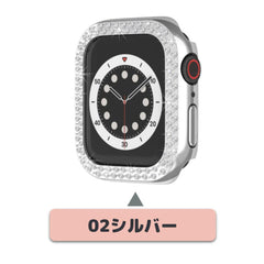 【前面ガラス無し】applewatch7専用_キュービック ダブルライン 保護ケース apple watch バンド givgiv 02シルバー (1個) 41mm (Applewatch 7) 