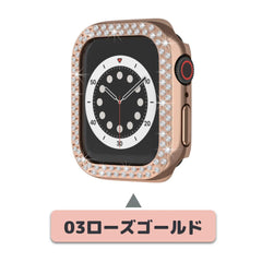 【前面ガラス無し】applewatch7専用_キュービック ダブルライン 保護ケース apple watch バンド givgiv 03ローズゴールド (1個) 41mm (Applewatch 7) 