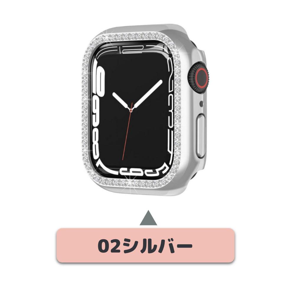 【前面ガラス無し】applewatch7専用_キュービック シングルライン 保護ケース apple watch バンド givgiv 02シルバー (1個) 41mm (Applewatch 7) 