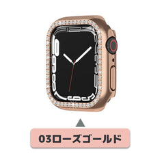 【前面ガラス無し】applewatch7専用_キュービック シングルライン 保護ケース apple watch バンド givgiv 03ローズゴールド (1個) 41mm (Applewatch 7) 