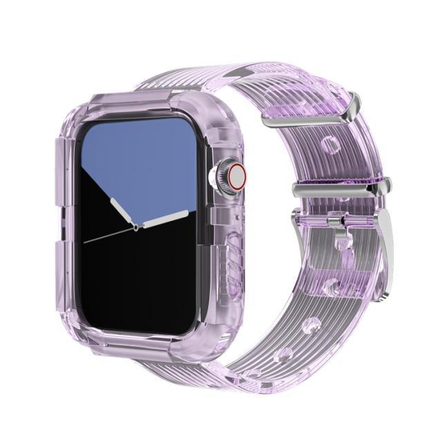レインボー シリコン 透明 Apple Watch バンド apple watch バンド givgiv purple 38mm/40mm用 