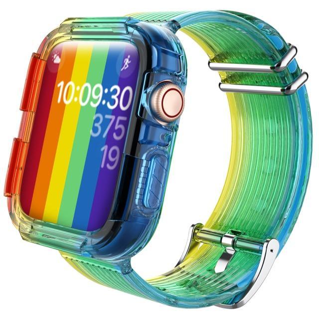 レインボー シリコン 透明 Apple Watch バンド apple watch バンド givgiv Rainbow 38mm/40mm用 
