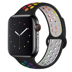 レインボーシリコン 穴 スポーツバンド apple watch バンド givgiv Black For 38MM And 40MM S/M