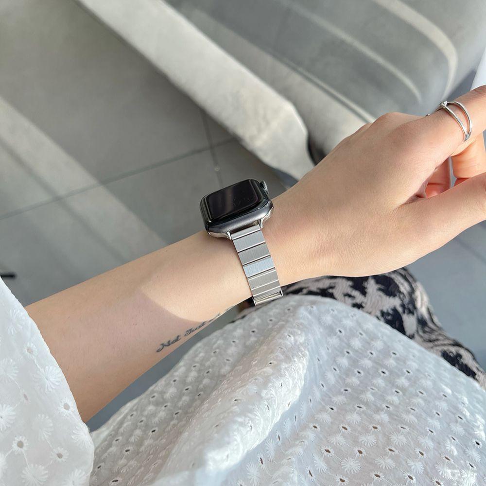 [美品]Apple Watch純正ステンレスリンクブレスレット42・44mm対応