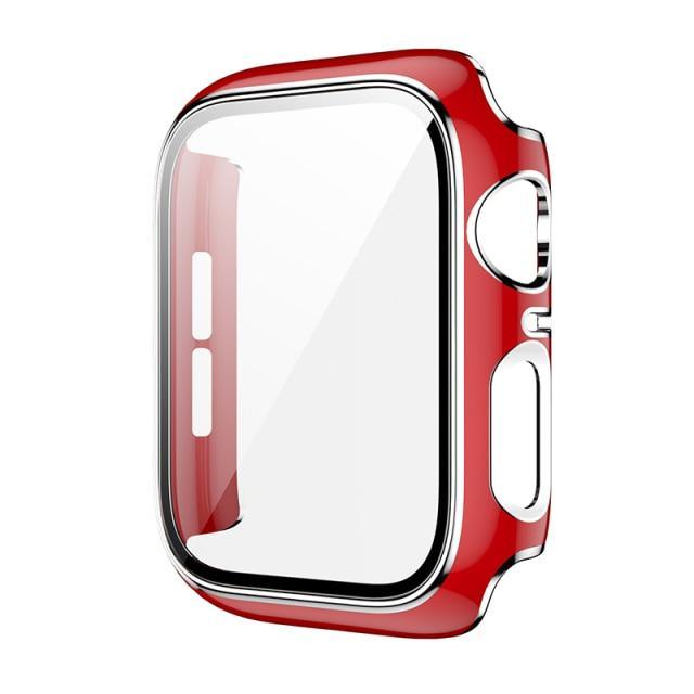 ★人気★【前面ガラスあり】PCシェル シャイニーライン 保護ケース(単品) Apple watch apple watch バンド givgiv Red (Silver) For 38MM 