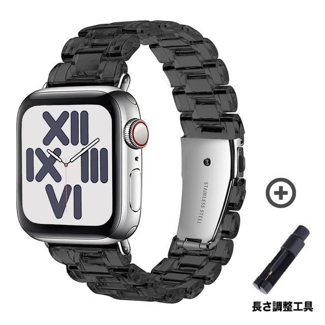 Resin clear 透明 スチール Apple Watch バンド＃ apple watch バンド givgiv Black 38mm/40mm/41mm用 